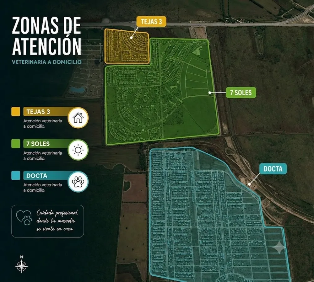 Mapa zonas de atención — Docta, Tejas del Sur 3, Siete Soles
